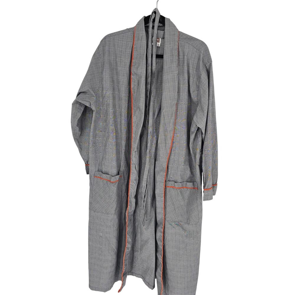 Andrew Scott Mens Gray Long Sleeve Open Front Pocket Cotton Blend Robe Size L/XL
